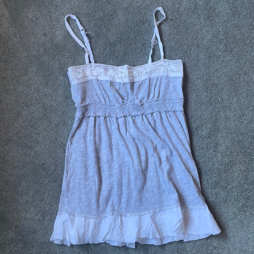 Grey Abercrombie & Fitch top lace detail